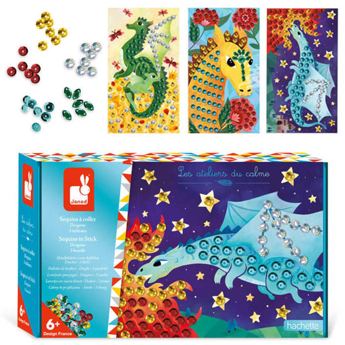 Zestaw kreatywny ozdabianie Cekinami Smoki Janod J07921