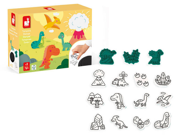 Zestaw kreatywny Stempelki Dinozaury 15 szt. Janod J07721