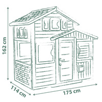 Domek ogrodowy Smoby Life Evo 810208 z otwieranymi drzwiami okiennicami i skrzynką na listy