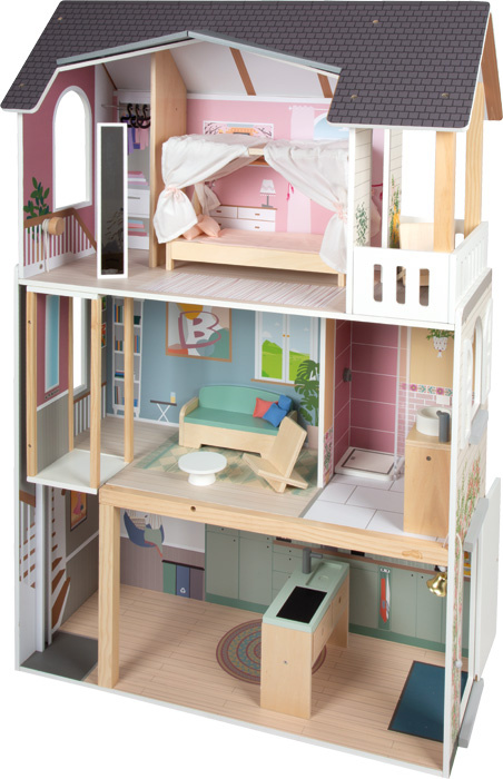 Domek dla lalek z wyposażeniem 3 piętrowa Dream Villa XL winda i balkon Small Foot 12730