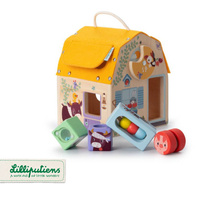 Drewniany domek dźwiękowy wielofunkcyjny z sorterem Farma 83445 Lilliputiens
