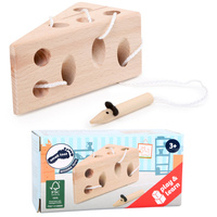 Sznurowanie, ser i mysz, 11053-small foot design, gry drewniane, zabawki zręcznościowe