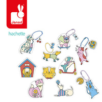 Zestaw kreatywny do tworzenia 10 ozdób z termokurczliwego plastiku Koty i psy Janod J09163