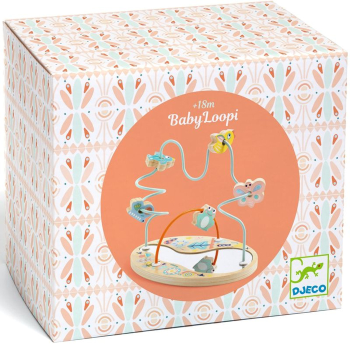 Drewniana zabawka wczesnorozwojowa Boby Loopi Djego DJ06141 pętla motoryczna z lustrem