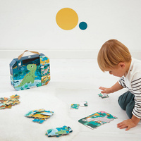 Puzzle progresywne w walizce Dinozaury 4 układanki  6, 9, 12 i 16 elementów J02541 Janod