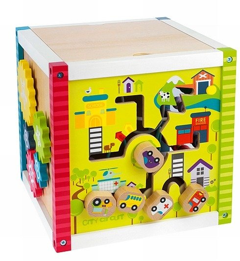 Drewniana kostka edukacyjna "Planeta Ziemia", zabawki edukacyjne dla dzieci