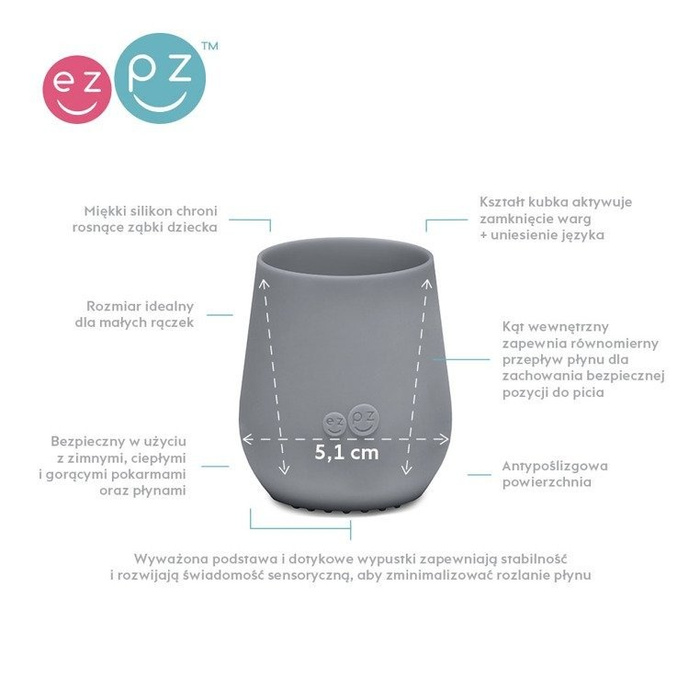 Komplet pierwszych naczyń silikonowych First Foods Set szary EUFFG005-EZPZ