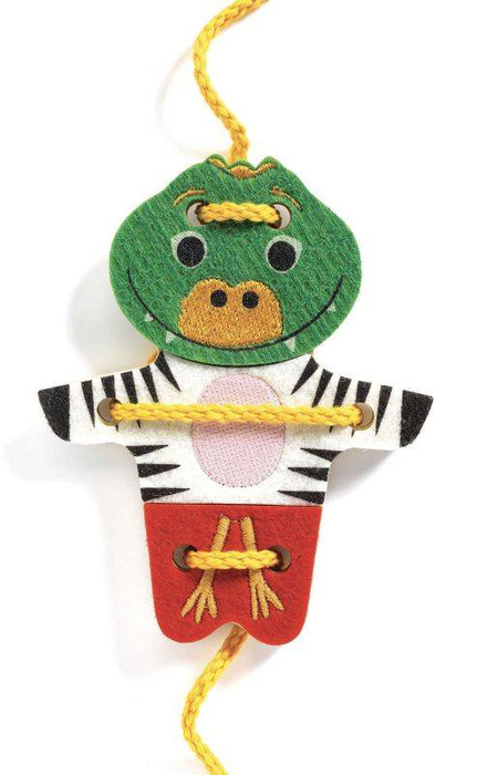 Nawlekanka ze sznurkami FELTIMIX DJ01669-Djeco, zabawki rozwojowe