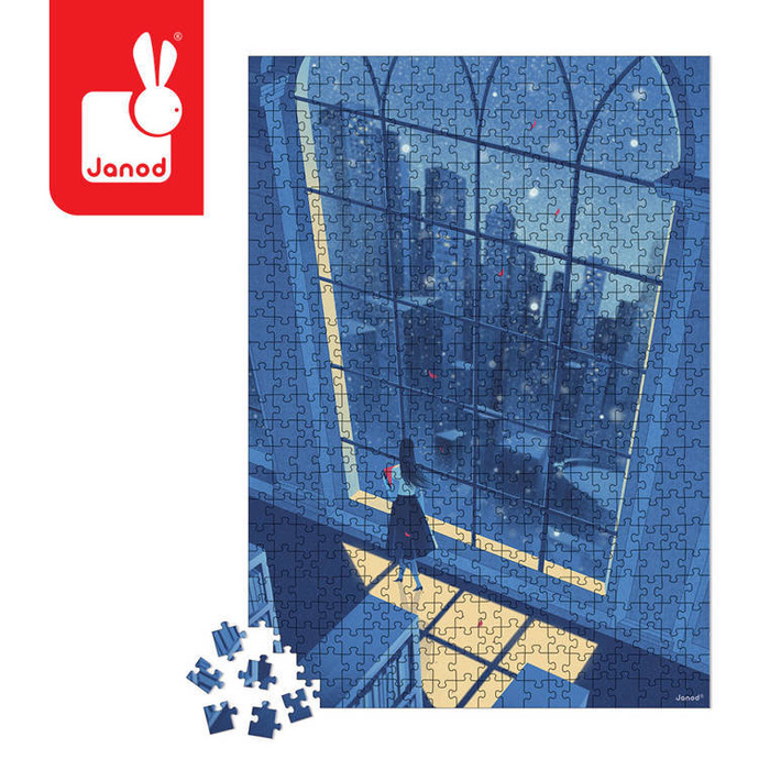 Puzzle artystyczne Nocny widok w błękicie 500 elementów 8+ J02510-Janod, puzzle tekturowe
