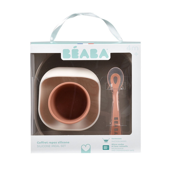 Silikonowe naczynia dla dzieci Zestaw z przyssawką Terracotta Beaba 913591