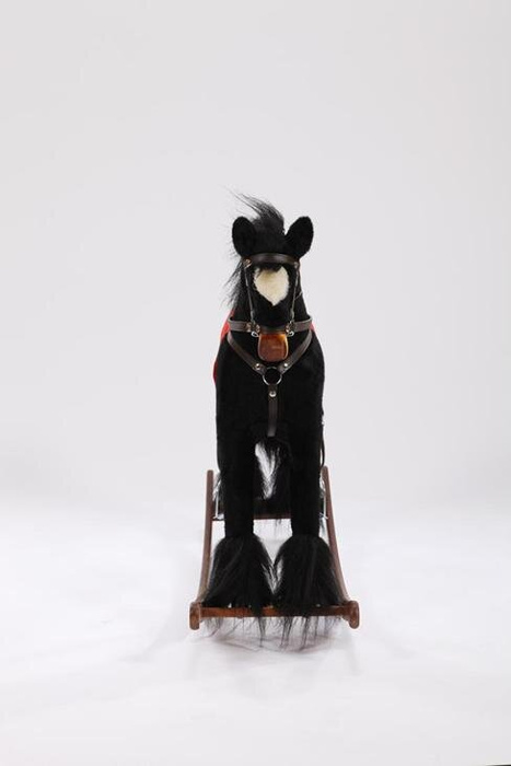 Duży, czarny koń na biegunach XL