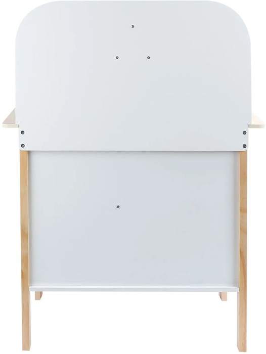 Drewniana kuchnia dla dzieci z naczyniami i zegarem różowy kolor światło dźwięk