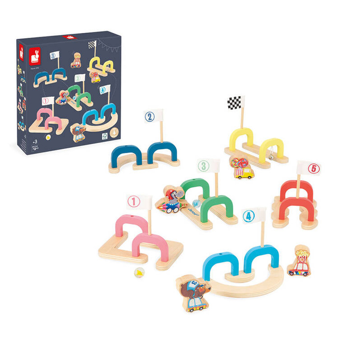 Drewniana gra w kulki marmurki Wyścig z przeszkodami Applepop J03357 Janod