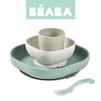 Silikonowe naczynia dla dzieci Zestaw z przyssawką Sage Green Beaba 913592