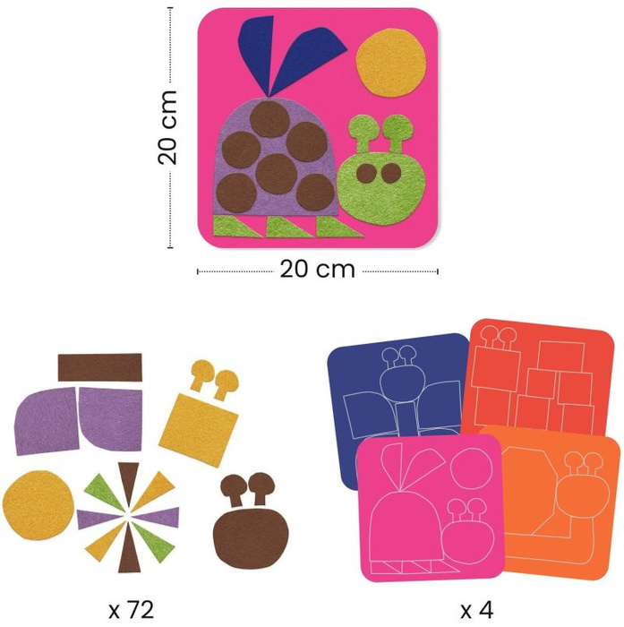 Wyklejanki filcowe Małe stworzenia Djeco DJ00085, zestaw artystyczny