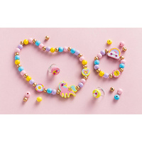 Zestaw kreatywny do tworzenia biżuterii z drewna bransoletka naszyjnik 2 pierścionki Tęczowa kraina J09129 Janod