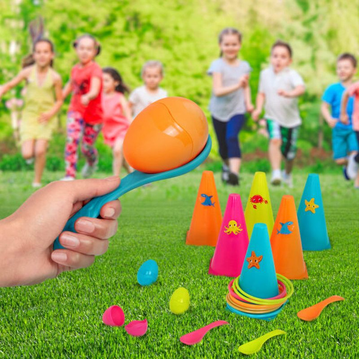 Zestaw 2 gier na świeżym powietrzu obręcze i jajka Outdoor Games Galore B.Toys BX2188 gry outdoorowe