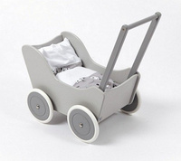 Drewniany wózek dla lalek szary-zabawki dla dziewczynek