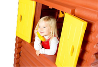 Domek ogrodowy Little Tikes 4869 Chata z belek ze stolikiem kominkiem i telefonem do kreatywnej zabawy