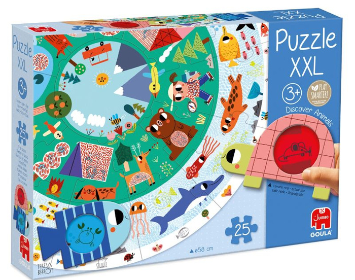 Puzzle dla dzieci okrągłe XXL Odkryj zwierzęta Goula 53177