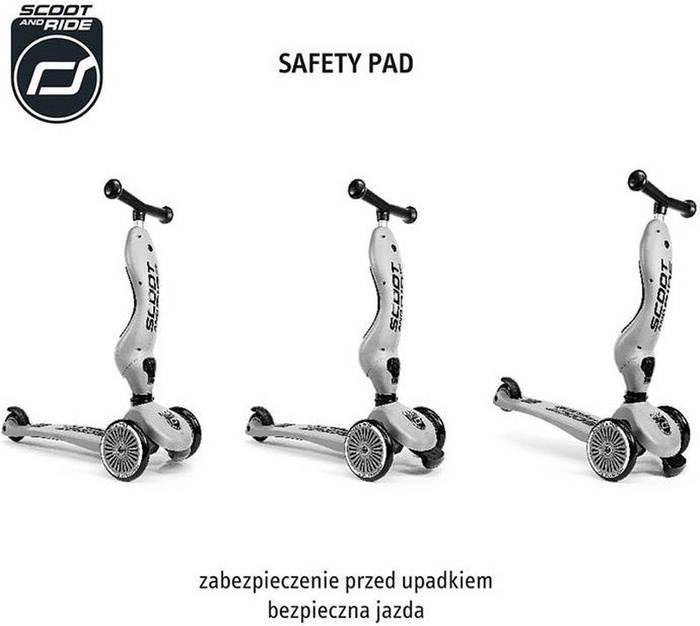 Zestaw SCOOTANDRIDE Kask + Highwaykick1 2w1 jeździk i hulajnoga z zamykanym schowkiem Brown Lines