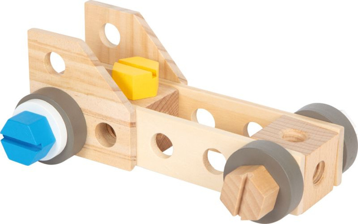 Wielofunkcyjny drewniany stół warsztatowy z imadłem i schowkiem Workshop Small Foot 12558 narzędzia dla dzieci