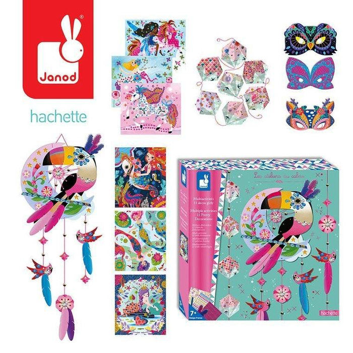 Multi - zestaw kreatywny 11 dekoracji Tukan 7+, Janod J07888