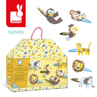 Zestaw kreatywny do tworzenia biżuterii Brokatowe spinki do włosów Egzotyczne zwierzęta Janod J09178