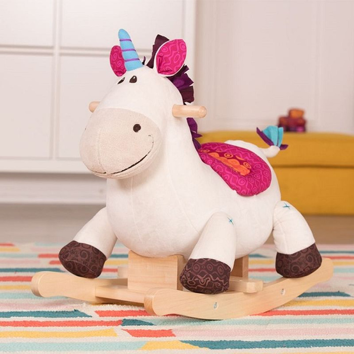 Pluszowy koń na biegunach jednorożec Rodeo Rocker Dilly Dally B.Toys BX1660Z
