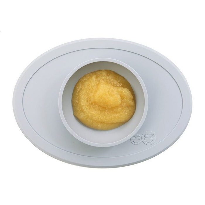 Komplet pierwszych naczyń silikonowych First Foods Set pastelowa szarość EUFFP003-EZPZ