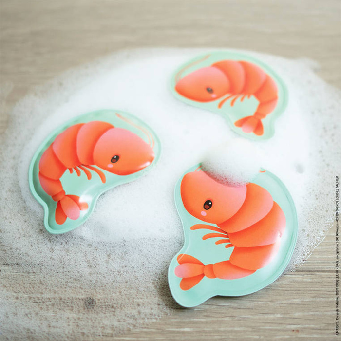 Łapacz krewetek do kąpieli kosz z przyssawkami i 12 krewetkami Janod J04730