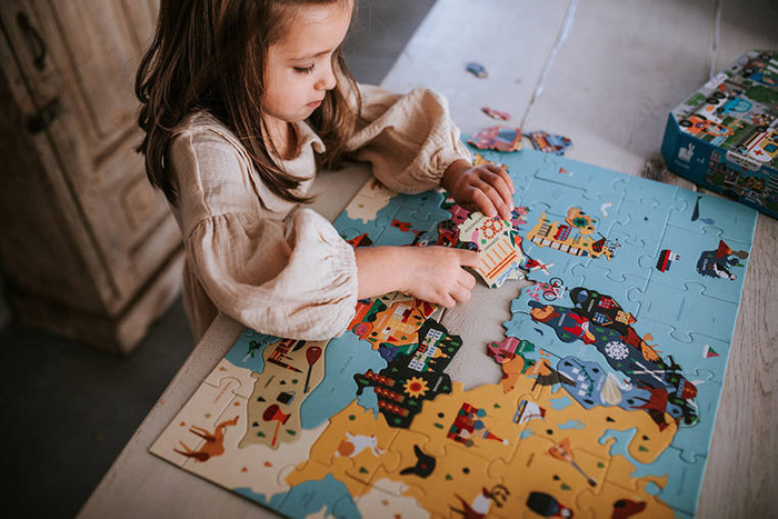 Tekturowe puzzle Mapa Europy z elementami w kształcie państw 70 el MP51943-Mudpuppy, puzzle dla dzieci