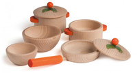 Zestaw do gotowania drewniane naczynia Natura 7 elementów Erzi 10659