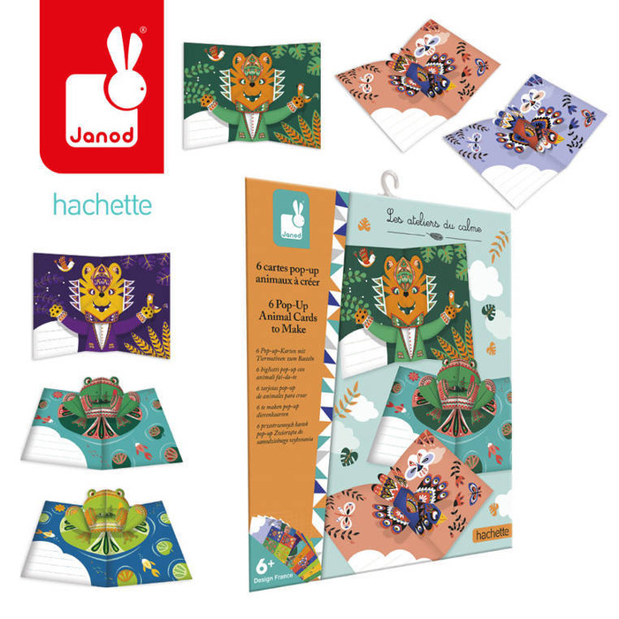 Zestaw kreatywny Przestrzenne kartki pop-up 3D Zwierzęta 6+ J07987-Janod, zestaw artystyczny