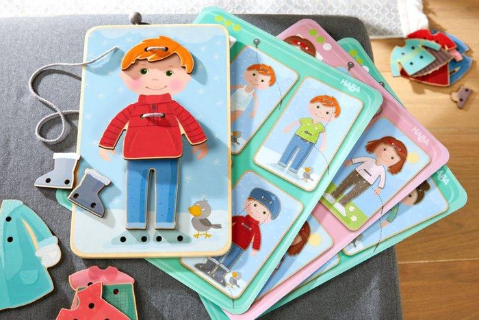 Nawlekanka-sznurowanka Ubierz mnie HB305165-Haba, zabawki motoryczne dla dzieci