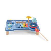 Drewniany stolik muzyczny wielofunkcyjny Puce & Pilou Moulin Roty 684092 zestaw instrumentów dla dzieci