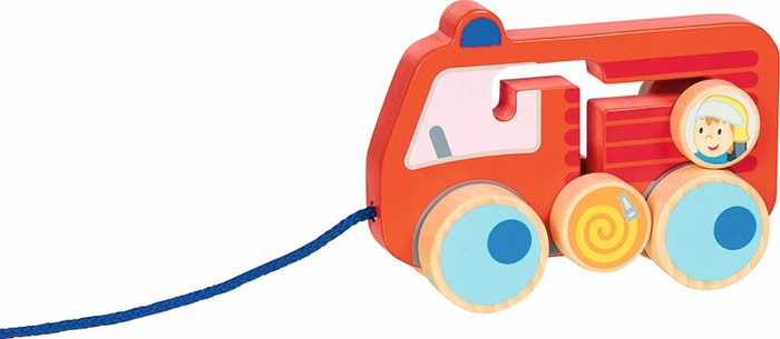 Samochód drewniany Straż Pożarna Goki 54856 zabawka na sznurku