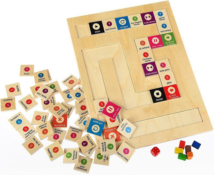 Gra planszowa do nauki języka ang., "English Eater Chatter", 110190-Pilch, zabawki drewniane