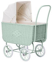 Wózek retro dla lalek Doll Pram Retro Rattan Green Astrup 84178
