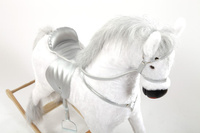 Bardzo duży biały koń na biegunach, zabawki dla dzieci na biegunach