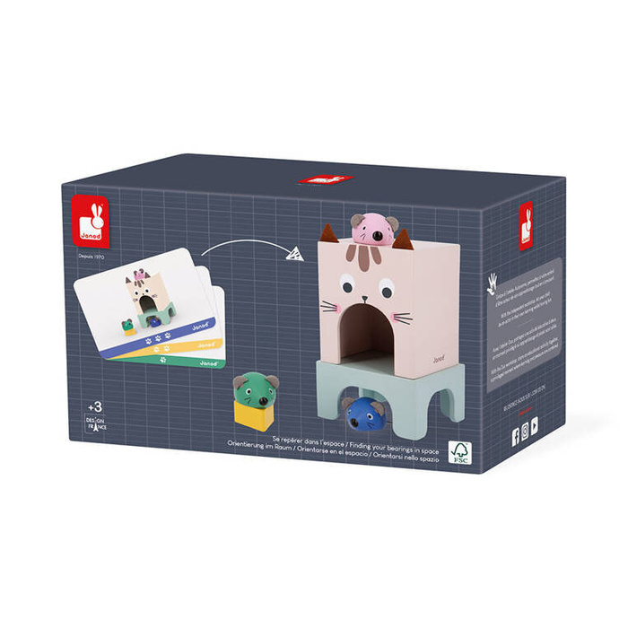 Drewniana układanka Orientacja w przestrzeni Kot i mysz J05078 Janod