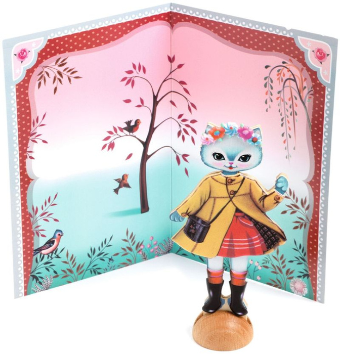 Mała przebieralnia z naklejkami Kotki Djeco DJ09859 zabawy kreatywne dla dzieci