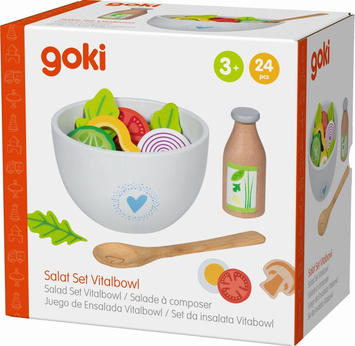 Drewniany zestaw do przygotowania sałatki Vitalbowl 24 el Goki 51446