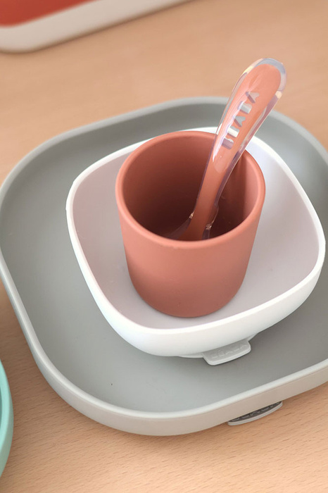 Silikonowe naczynia dla dzieci Zestaw z przyssawką Terracotta Beaba 913591