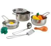 Srebrny zestaw kuchenny dla dzieci z dodatkami, 63186-Kidkraft, zabawki dla dzieci kuchnia