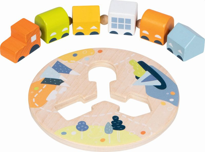 Zabawa zręcznościowa sortowanie Drewniany pociąg z wagonikami Goki 58408