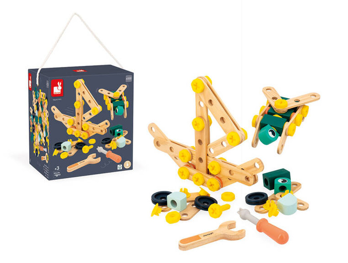 Zestaw konstruktora 100 elementów z drewna Brico'kids J06454 Janod