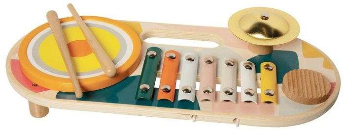 Zestaw muzyczny dla dzieci z drewna Beats to Go 159120-Manhattan Toy, instrumenty dla dzieci