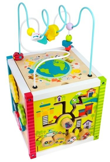 Drewniana kostka edukacyjna "Planeta Ziemia", zabawki edukacyjne dla dzieci