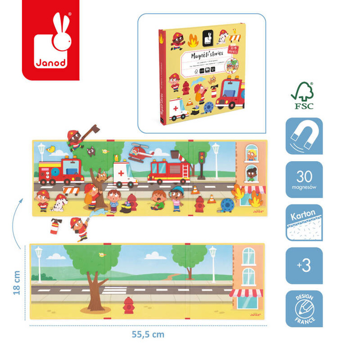 Magnetyczna układanka Strażacy Magneti'stories J05453 Janod